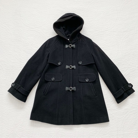 Pendleton Women's Hooded Wool Overcoat, Black - Picture 1 of 7